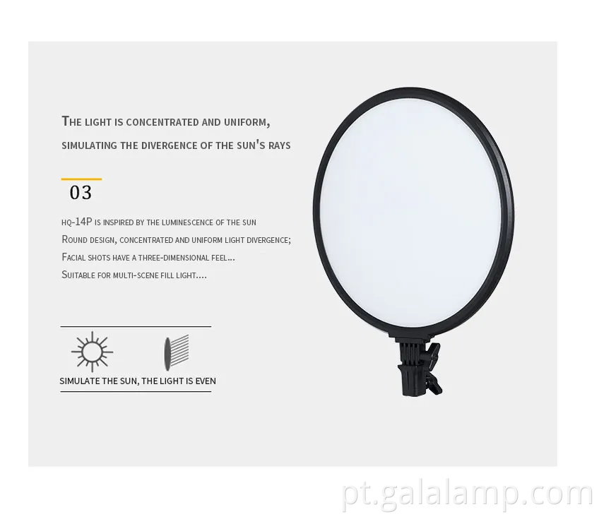 Luz de painel LED de 14 polegadas para transmissão profissional ao vivo
